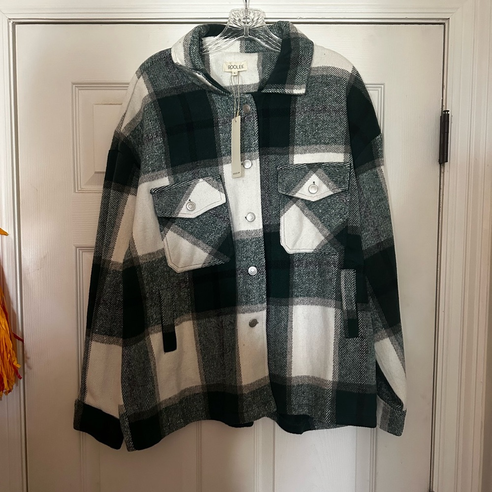 Roolee Green and White Plaid Jacket shacket shirt